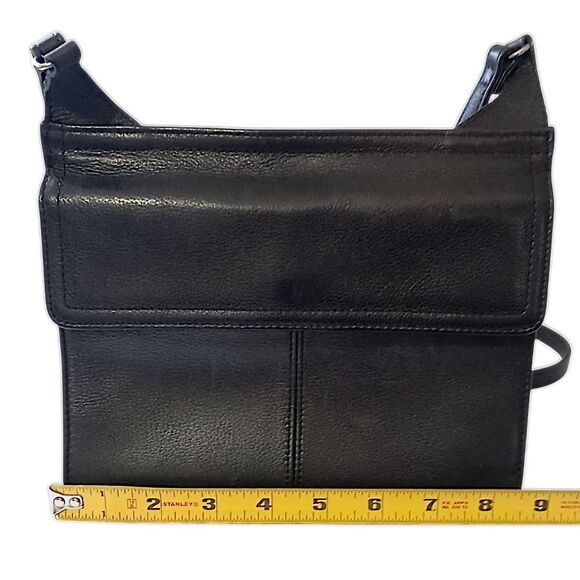 Vtg Fossil Crossbody Pebbled Leather Black Purse Bag Academia Preppy Hippie - Picture 5 of 16